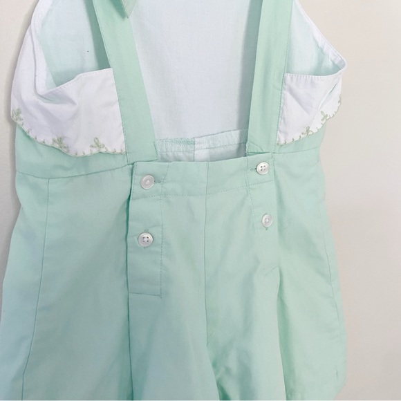 Christian Elizabeth Scalloped Retro Playsuit Hand Embroidered Mint Green sz 5 - Picture 5 of 8